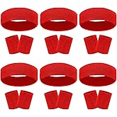 18 Pcs Sweatbands Headband Wristband Set Colorful Striped Terry Cloth Sports Athletic Gym 80s Sweat Headbands