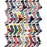 Vabean 36 Pairs Funny Men's Dress Socks Men's Novelty Crew Socks Cotton Dress Bulk Colorful Dress Set for Women Men