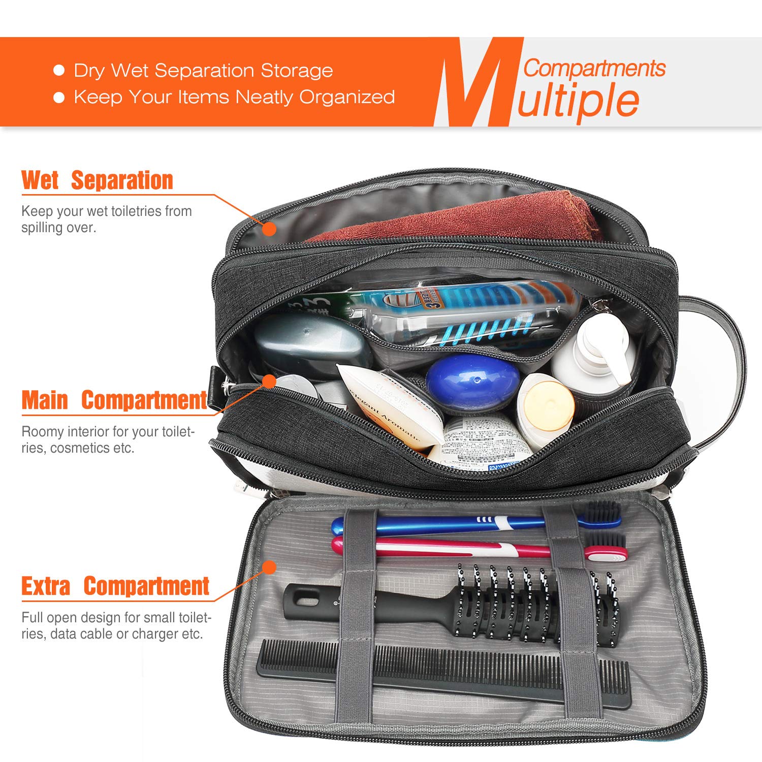 Mens Toiletry Bag Dopp Kit Travel Bathroom Bag Shaving Shower Cosmetic Organizer : Beauty