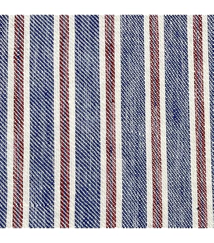 Amazon.com: Blue Twill Stripe 100% Linen Fabric | Premium Quality
