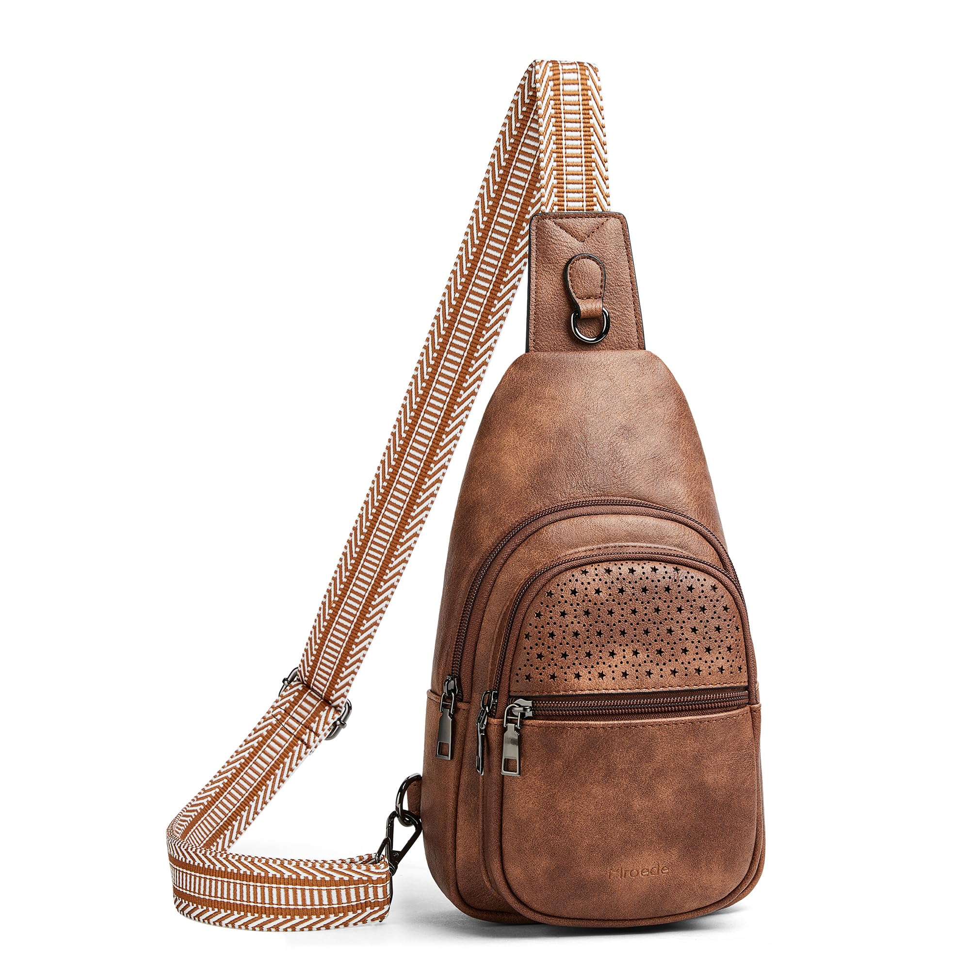 Mroede Crossbody Bags for Women 4-Pockets Sling Bag Fanny Pack Chest Purse Backpack Casual Daypacks Travel Shopping
