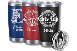 Personalized Tumbler with Laser Engrave Text or Names - Vacuum Insulated Travel Tumbler with Lid & Straw 20 Oz Customized Bir