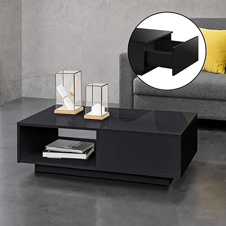 En Casa Couchtisch Schwarz Hochglanz Mit Ablage Und Schublade 95 X 55 X 31 Cm Wohnzimmertisch Kaffetisch Amazon De Kuche Haushalt