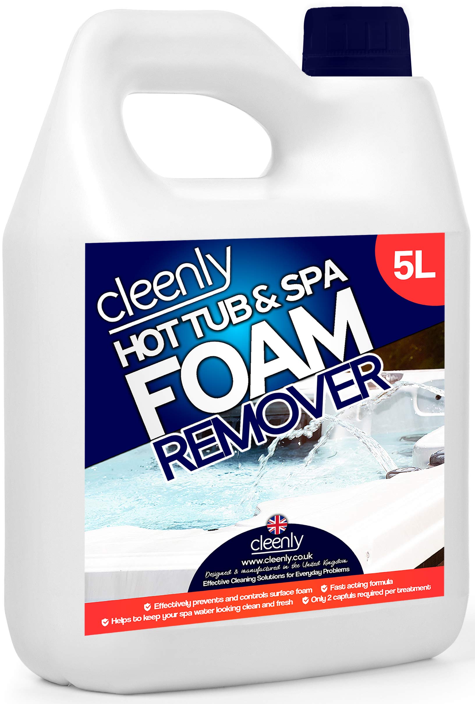 Cleenly Hot Tub & Spa Foam Remover for Defoaming - Anti Foam for Hot Tubs & Spas - 5L Easy To Use, clear (262420)