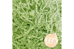 Zankubom 1 LB Light Green Crinkle Cut Paper Shred Filler Great for Gift Wrapping, Basket Fillers, Birthday, Gift Wrapping, Anniversary, Halloween Thanksgiving Christmas Party Decor Filling Supplies