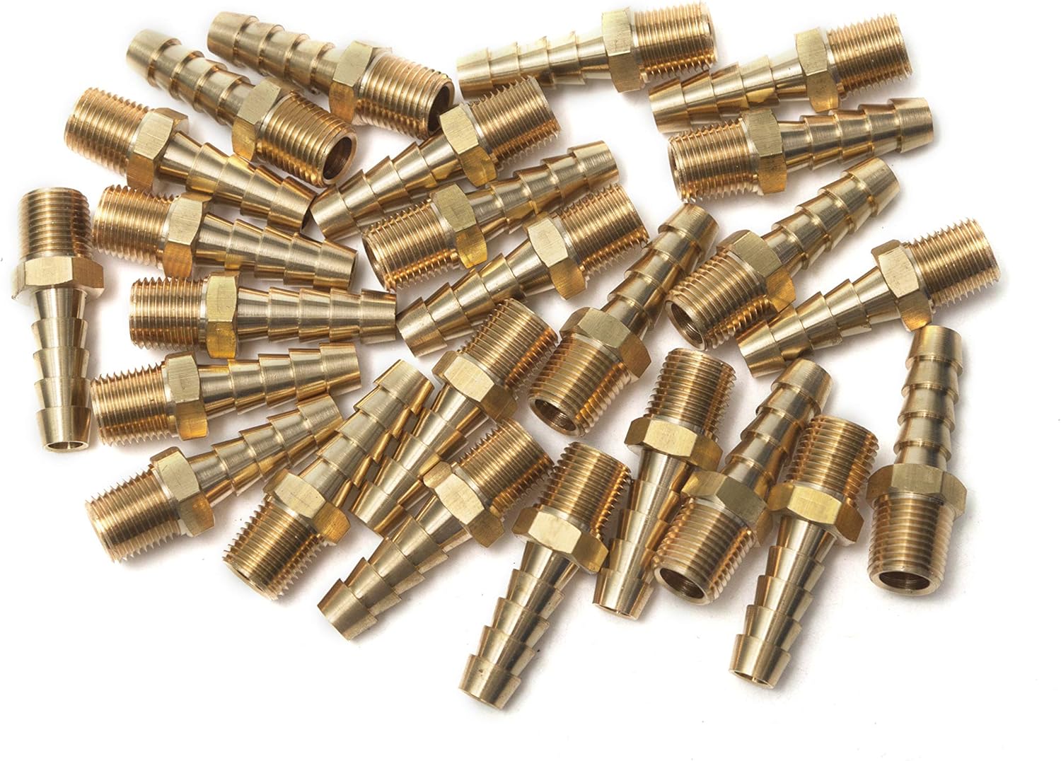 LTWFITTING Brass 1/8-Inch Male BSPT x 6mm Hose Barb Coupler Adapter Fitting for Vehicle Fuel System HVAC System (Pack of 25)