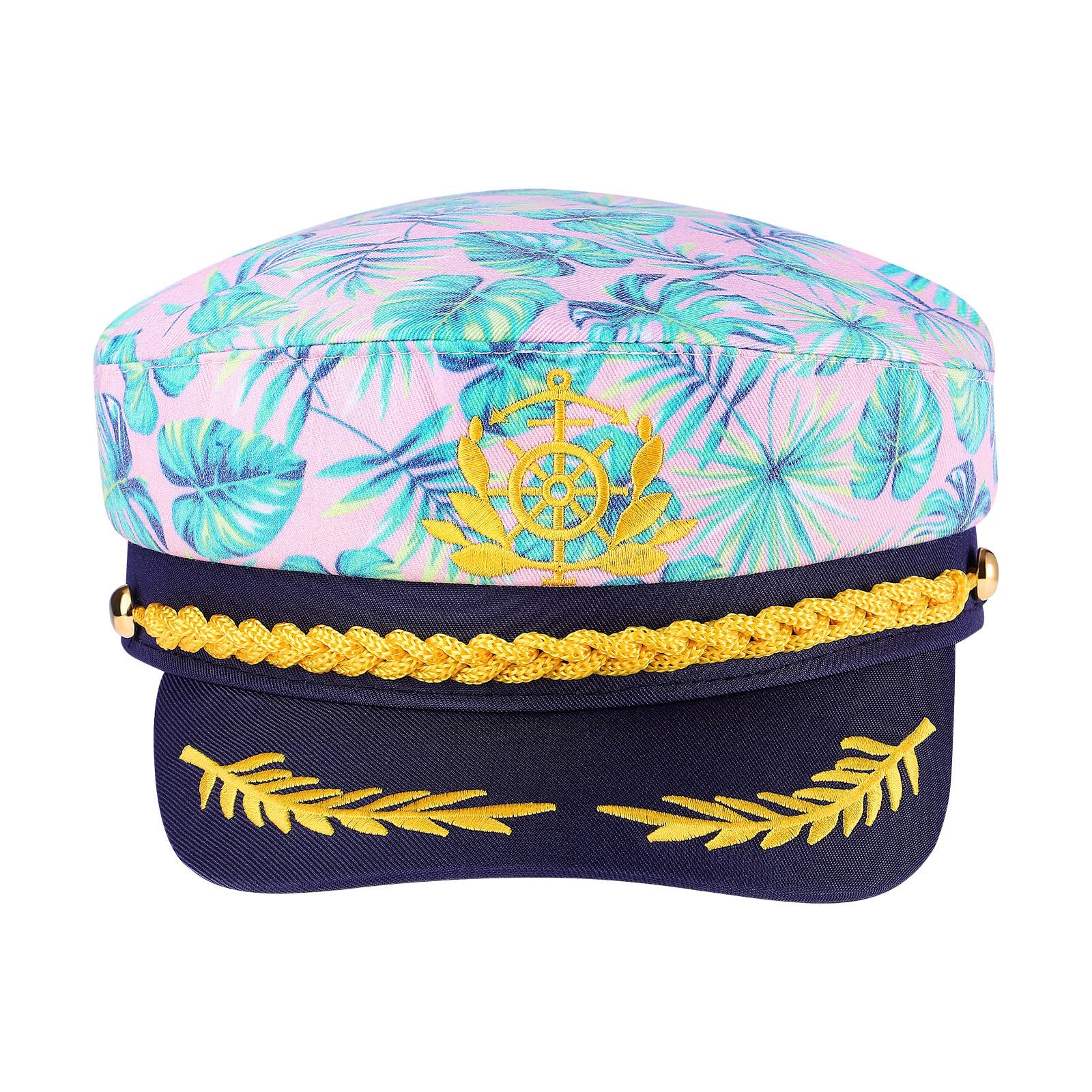 Amosfun Sailor Hats Adjustable Captains Hat Printed Adult Navy for Yacht Boat Ship Sailor Navy Marine Parties Halloween Cosplay