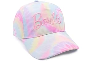 Barbie Cap for Girls | Kids & Teens Multicoloured Tie Dye Adjustable Snapback Hat | Embroidered Curved Brim Cap Headwear