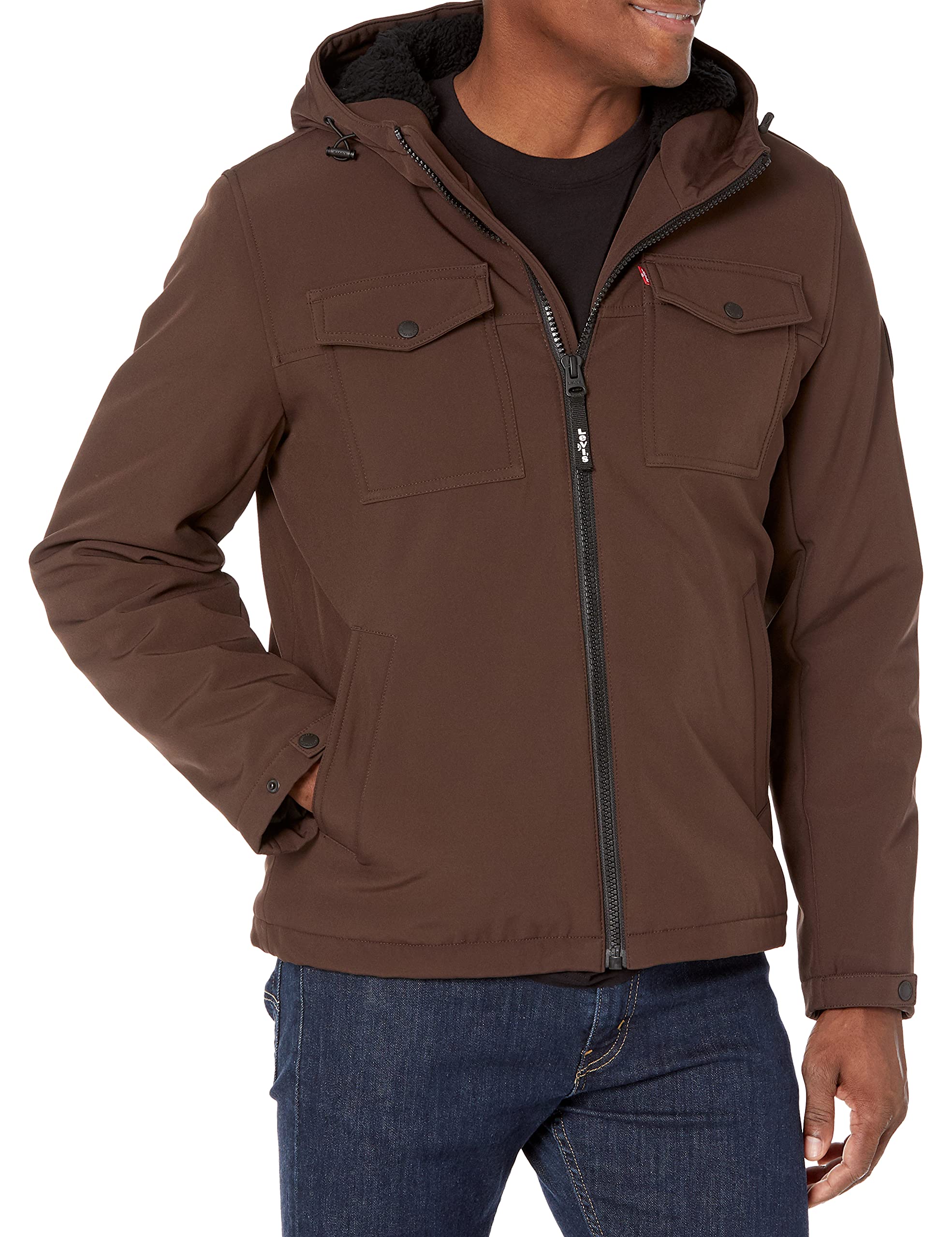 Levi's Men's Soft Shell Two Pocket Sherpa Lined Hooded Trucker Jacket