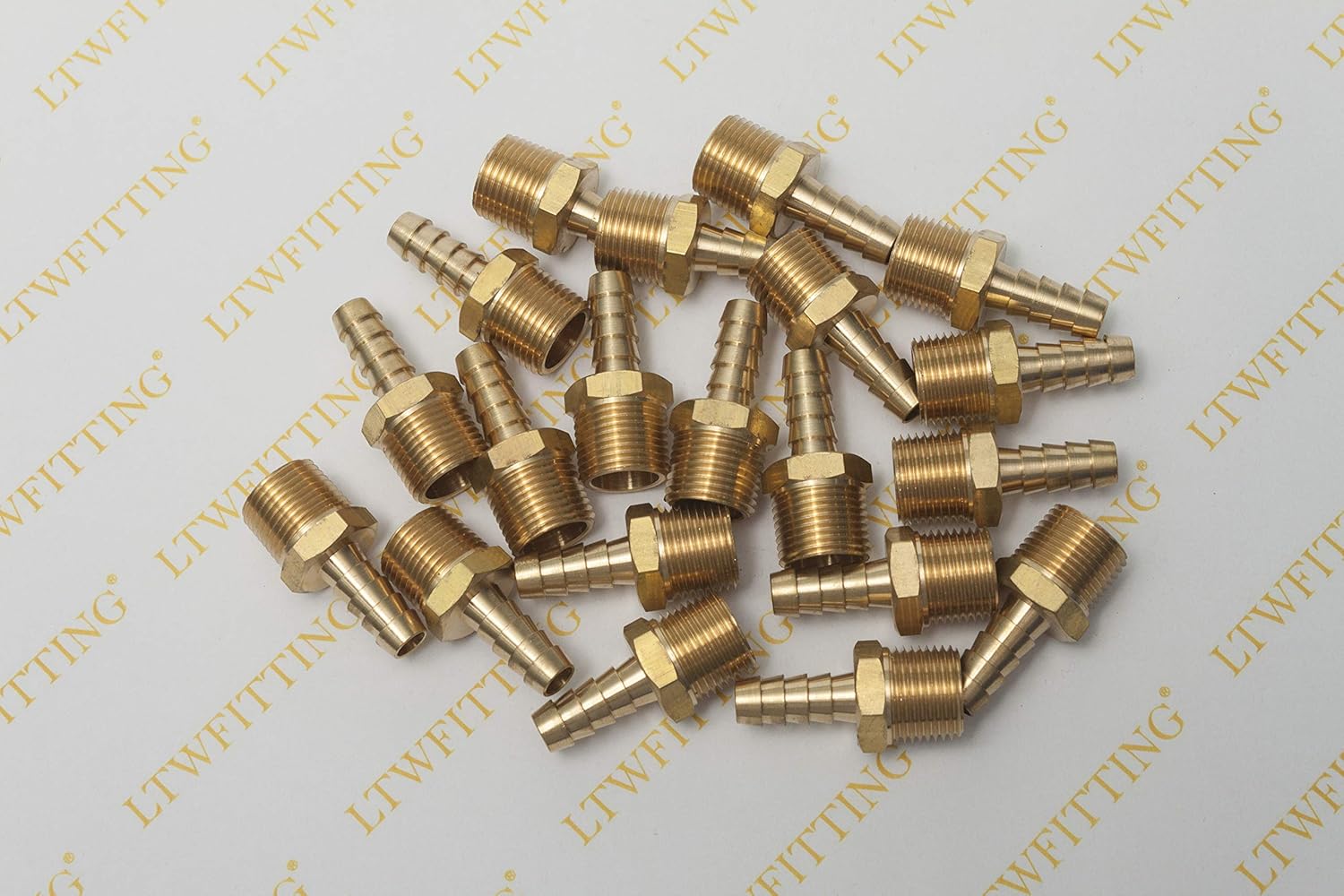 LTWFITTING Brass 3/8-Inch Male BSPT x 8mm Hose Barb Coupler Adapter Fitting for Vehicle Fuel System HVAC System (Pack of 25) - Image 3