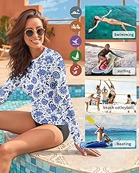 WOWENY Women Rash Guard Long Sleeve Swimsuit Top