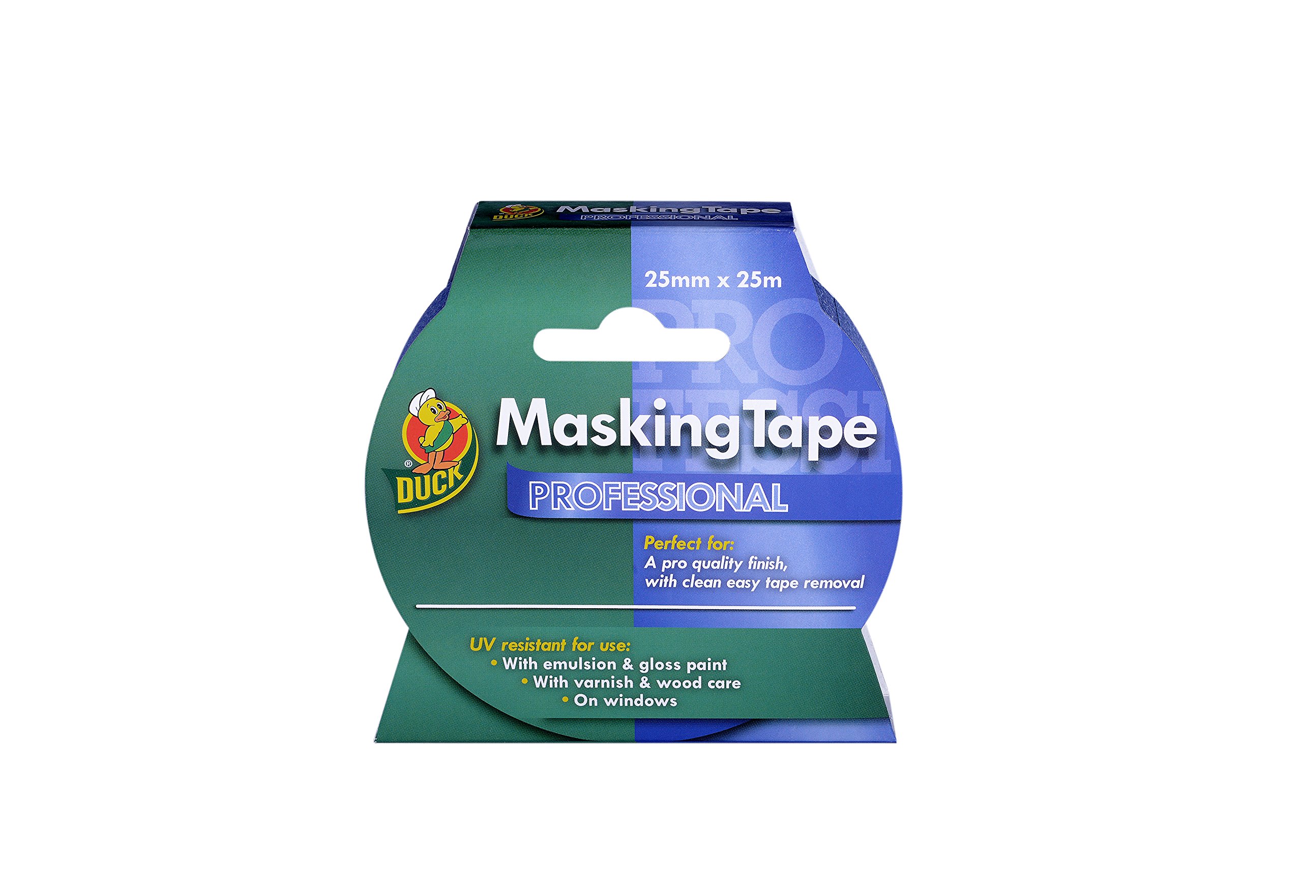 Duck Tape Professional Blue Masking Tape 25mm x 25m, decorator quality finish for indoor painting and decorating multi surfaces clean easy tape removal