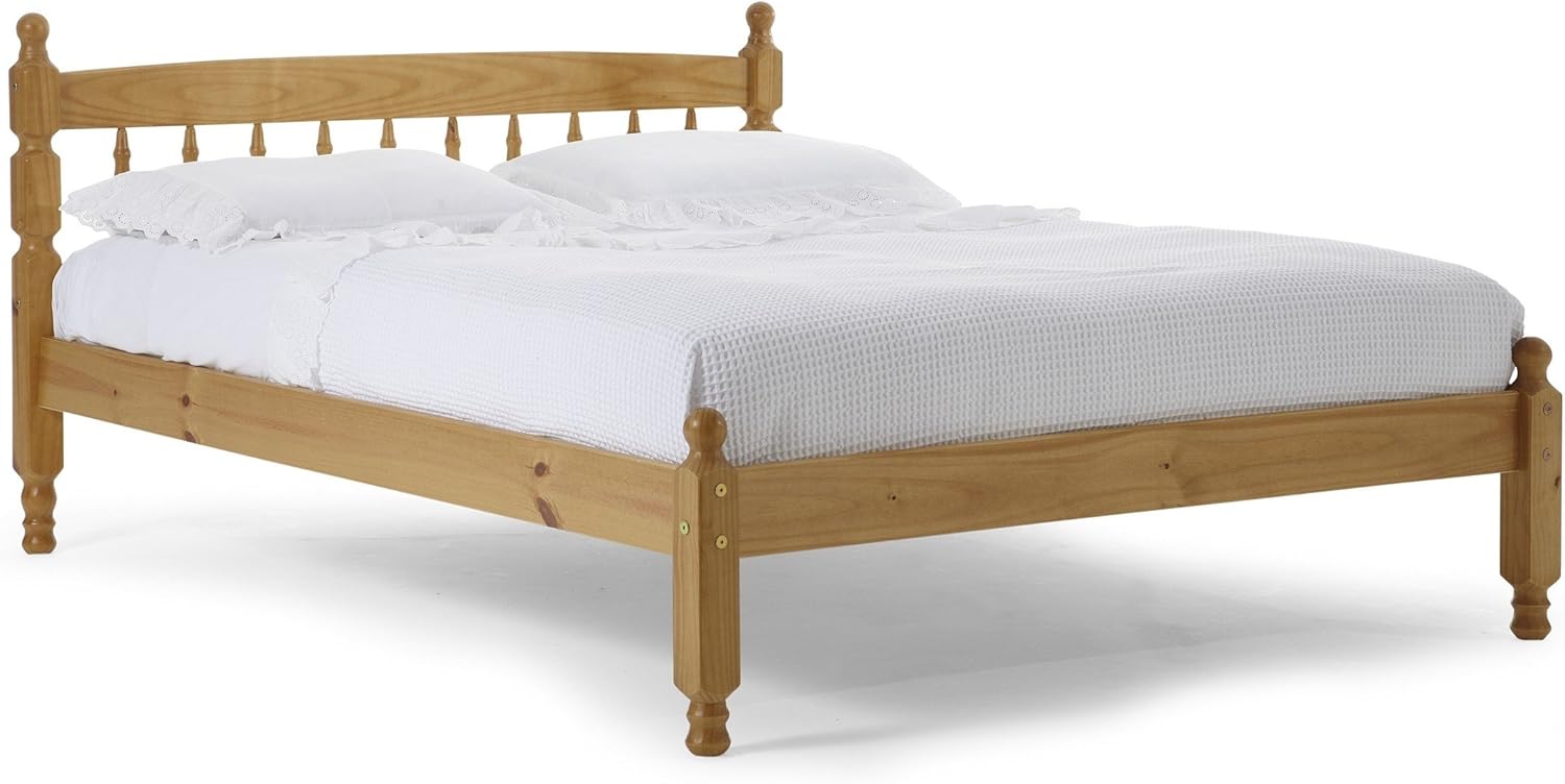 Pine Bed Frame, Antique Pine Finish, Solid Wood, Double 4ft6, 5 Year