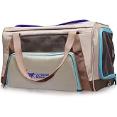OutdoorBengal Zeppelin&trade; Airline Approved Cat Carrier Large Soft (Creme) | Pet travel bag with head hole, patent pending, TSA compliant, top opening for kittens, puppies and dogs, breathable mesh