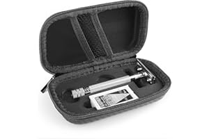 Linkidea Durable Hard Shell Shaving Travel Case, Storage Box for Short/Long Handled Razor Blades & Accessories, Compatible with Merkur, Vikings, WEISHI Double Edge Safety Razors (Black)