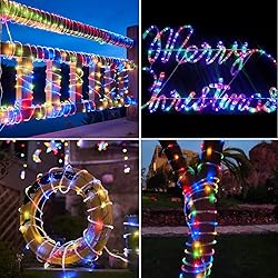 IJG Solar Rope Lights Outdoor Decoration, 8 Modes