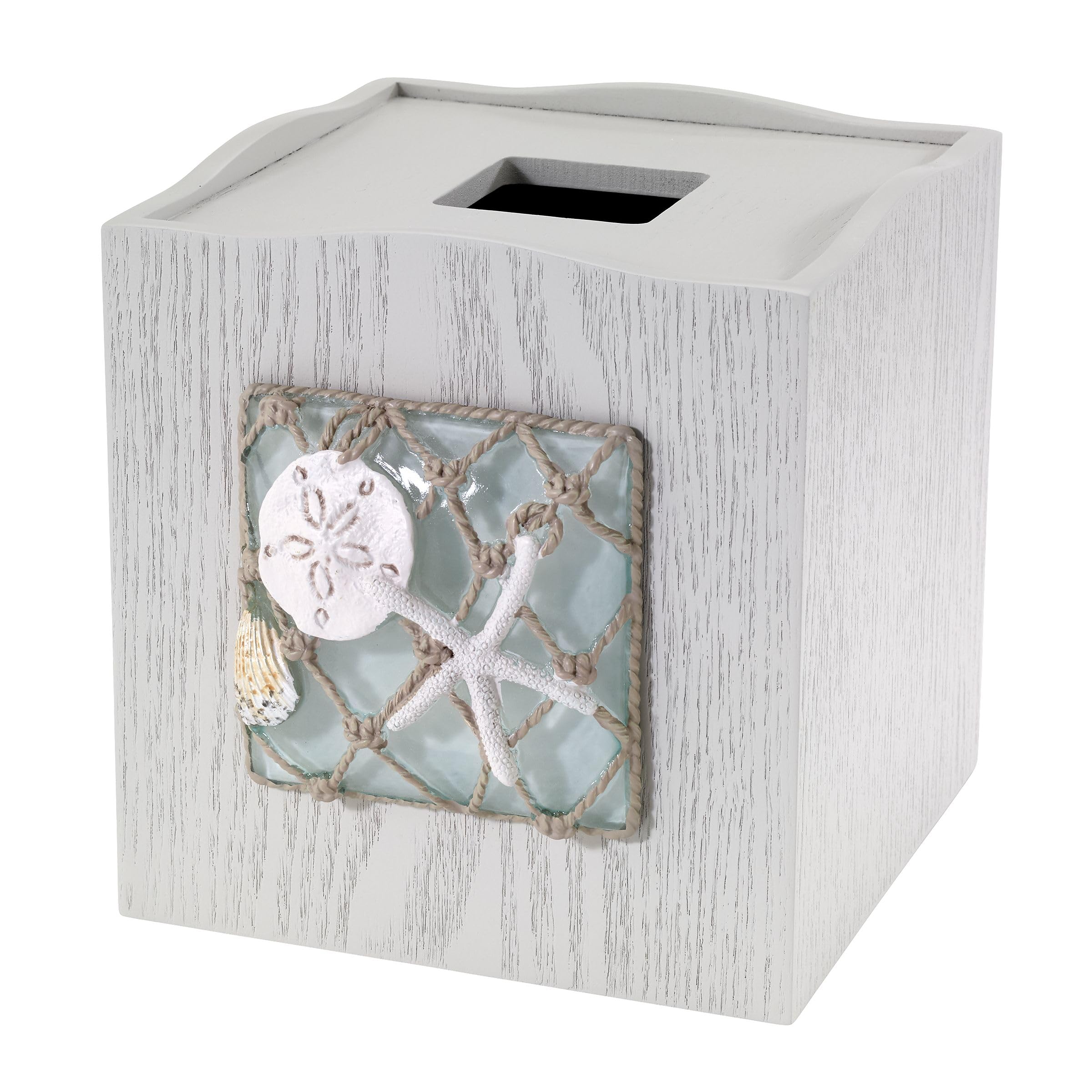 Avanti Linens Seaglass Collection, Resin, Multicolor, Tissue Box Cover