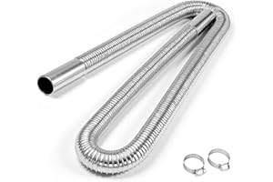 UCandy 39.37" Diesel Heater Exhaust Pipe,1" ID Stainless Steel Flexible Exhaust Tubing with 2 Hose Clamps,Universal Exhaust Hose Kit for Diesel Air Heater,1M