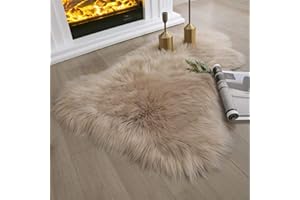 ASHLER HOME DECO Ashler Faux Fur Rug, Beige Area Rugs, Fluffy Sheepskin Fur Rug, Fuzzy Ultra Soft 2 x 3 Ft Rugs, Machine Washable Shag Rug, Nursery Throw Rugs for Bed, Living, Kids Room