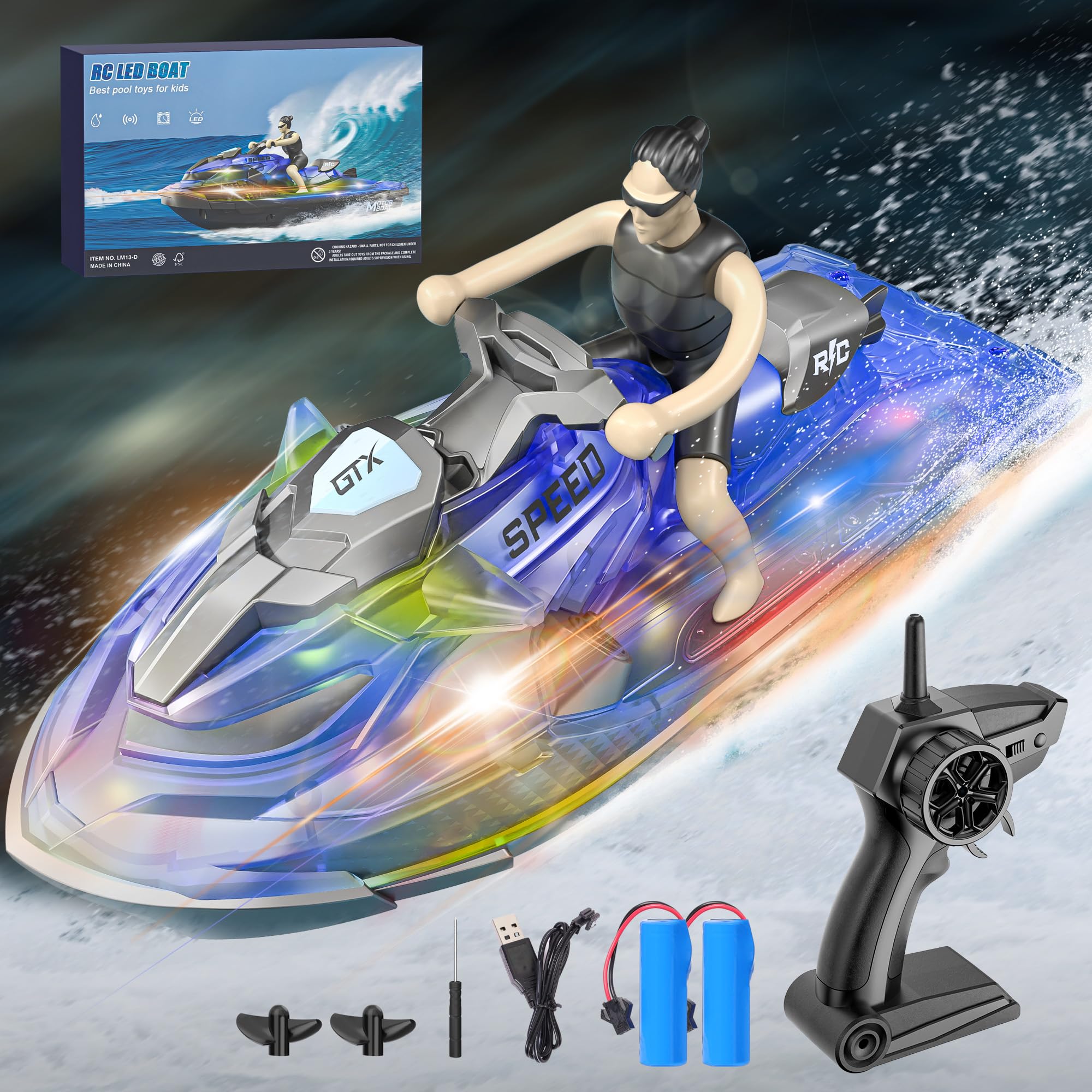 Mua RC Boats for Kids 6+, 2.4GHZ Mini Remote Control Jetski with Dual