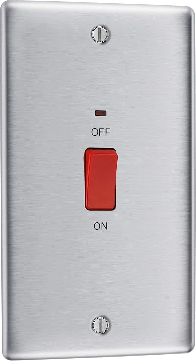 BG Electrical Large Cooker Control Switch with LED Indicator Nexus Metal