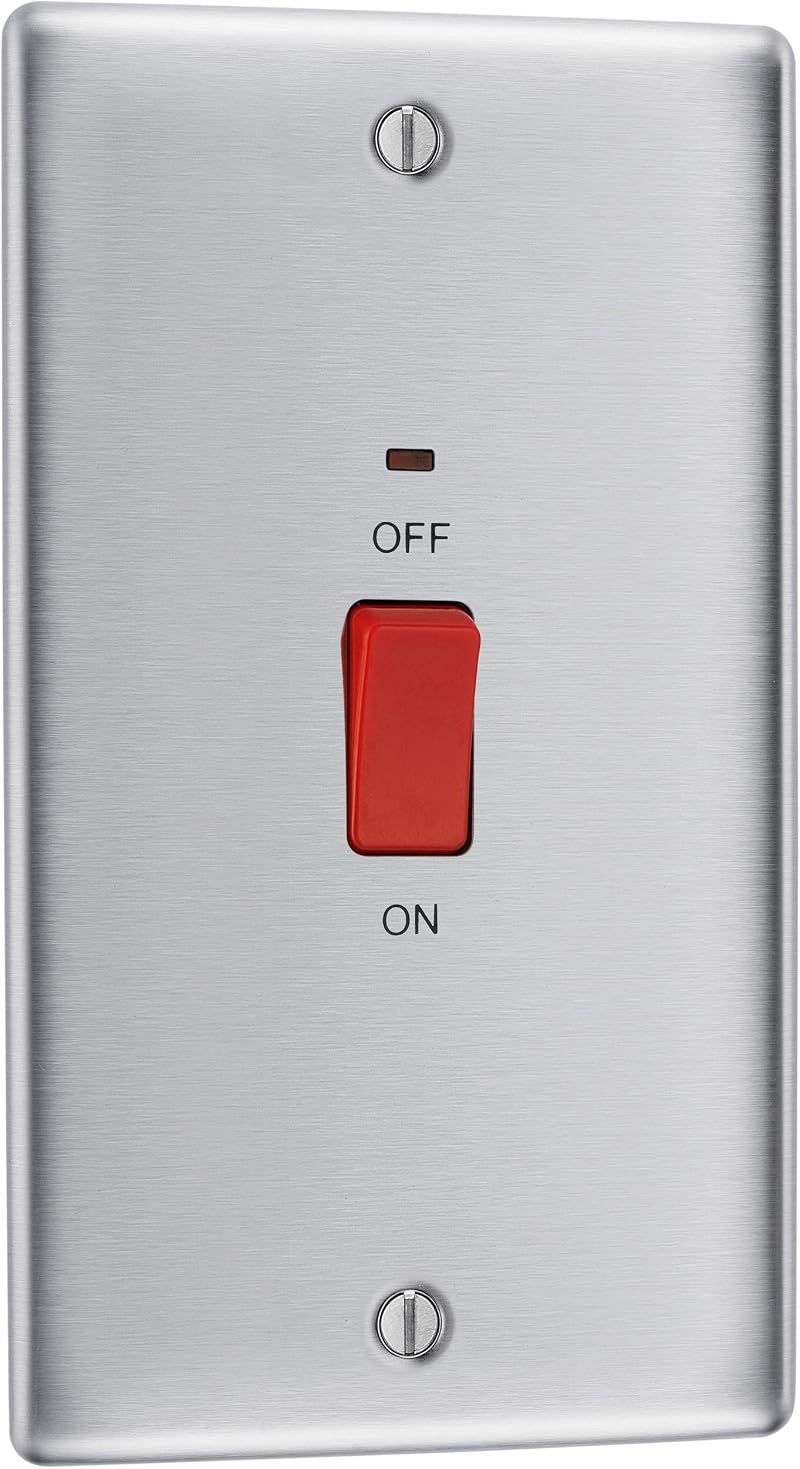 BG Electrical Large Cooker Control Switch with LED Indicator Nexus Metal