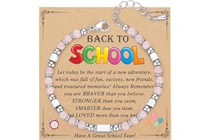 AryaHozel Back to School Gifts for Students, Tiny Natural Stone First Day of School Back to School Bracelet Gifts for Girls Daughter Granddaughter Niece Sister Friend