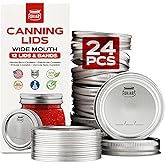 FORJARS Wide Mouth Canning Lids and Rings – 24 Pcs / 12 Sets - Airtight Seals on Mason Jars to Preserve Food for Meal Prep - 