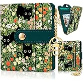 Jogjam Black Cat Floral Rfid Women Wallet, Small Slim Thin Credit Card Wallet, PU Leather Bifold Cash Zipper Coin Pocket ID Window for Female Ladies Teen Girls Girly
