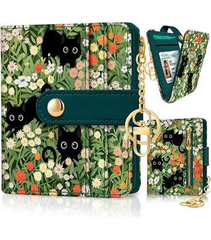 Amazon.com: WELLDAY Grey Tabby Cat Credit Card Holder Leather