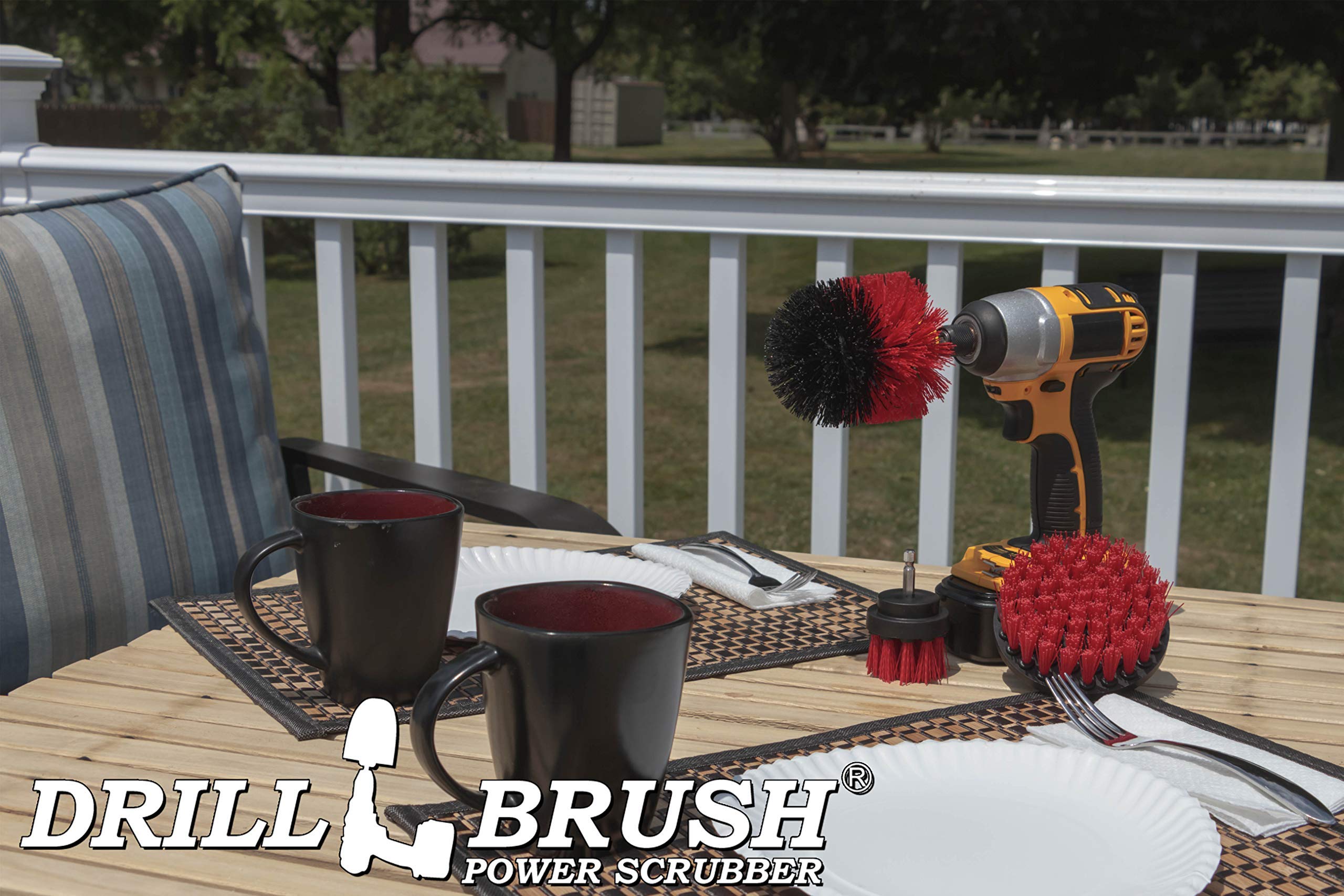 Drill Power Heavy Duty Stiff Bristle Scrub Brush Cleaning Kit – Concrete and Siding Cleaner Drill Brushes – Hard Water Stain Remover Brush for Drill by Drill Brush Power Scrubber by Useful Products