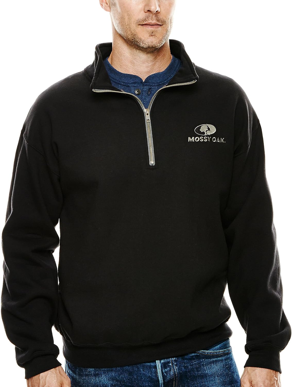 Mossy Oak Men's Quarter Zip Fleece with Logo Clothing