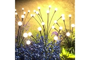 URLLYIA Solar Lights Outdoor - Upgraded 4-Pack of 32 LEDs Solar Garden Light,IP65 Waterproof Outdoor Decor Solar Firefly Lights for Yard,Pathway Decoration,Unique Gifts for Women and Grandma (Warm White)