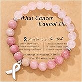 COLORFUL BLING Breast Cancer Bracelets Natural Stone Bead Ribbon Inspirational Awareness Bracelets Encouragement Handmade Gifts for Women