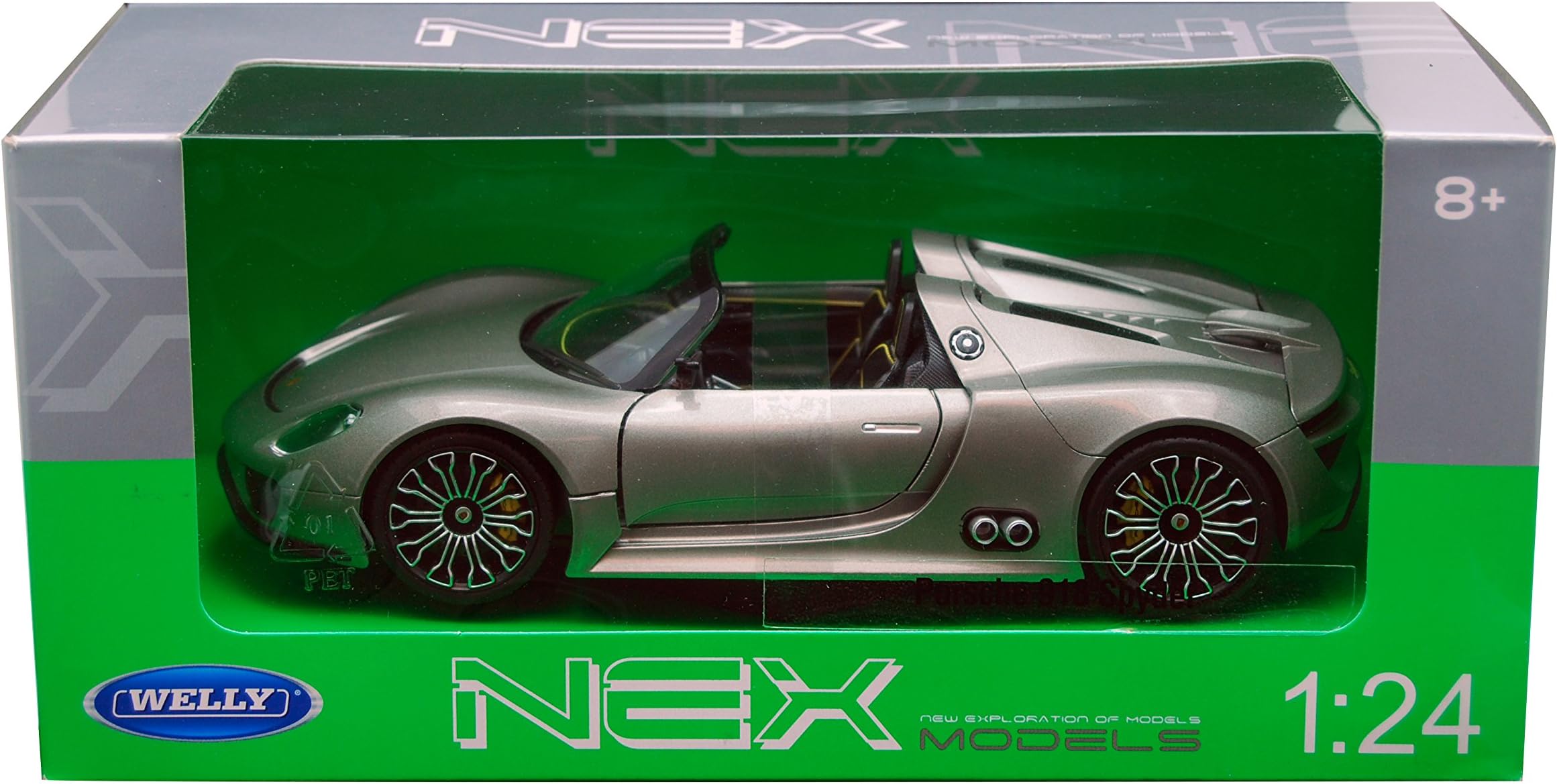 Porsche 918 Spyder, met.-grau , Modellauto, Fertigmodell, Welly 1:24