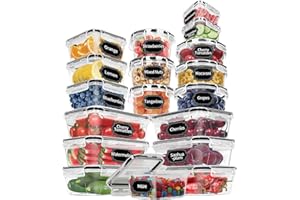 Skroam 36 Pack Food Storage Containers with lids (18 Airtight Kitchen Storage Containers & 18 Lids), Plastic BPA-Free Meal Prep Container for Pantry Organizers and Storage with Free Labels & Marker