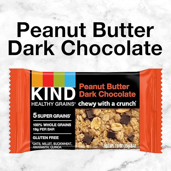 KIND HEALTHY GRAINS BARS, PEANUT BUTTER DARK CHOCOLATE, 1.2 OUNCE, 5 COUNT