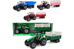 Toyland® Friction Powered Farm Tractor with Trailer - Childrens Farm Toys (Green Tractor & Trailer)