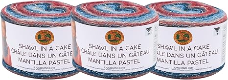 (3 Pack) Lion Brand Yarn 455-301 Shawl in a Cake-Metallic Yarn, Moonstone