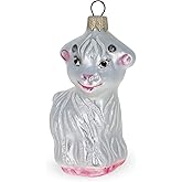 White Lamb and Sparkling Wool Glass Christmas Ornament
