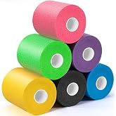 Upgraded 6 Pack Pre Wrap Athletic Tape, Multi Color Sports Prewrap | Prewrap for Hair, Soccer Pre Wrap Gymnastics Pre-Wrap Headbands Foam Underwrap - Pink, Black, Blue, Purple, Green, Yellow
