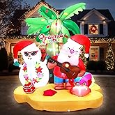 Arrowbash 7 ft Christmas Santa Inflatables Decorations, Christmas Blow up Yard Decorations, Inflatables Santa Claus with Build in LEDs, Hawaiian Beach Vacation Snowman, Xmas Outside Decor for Outdoor