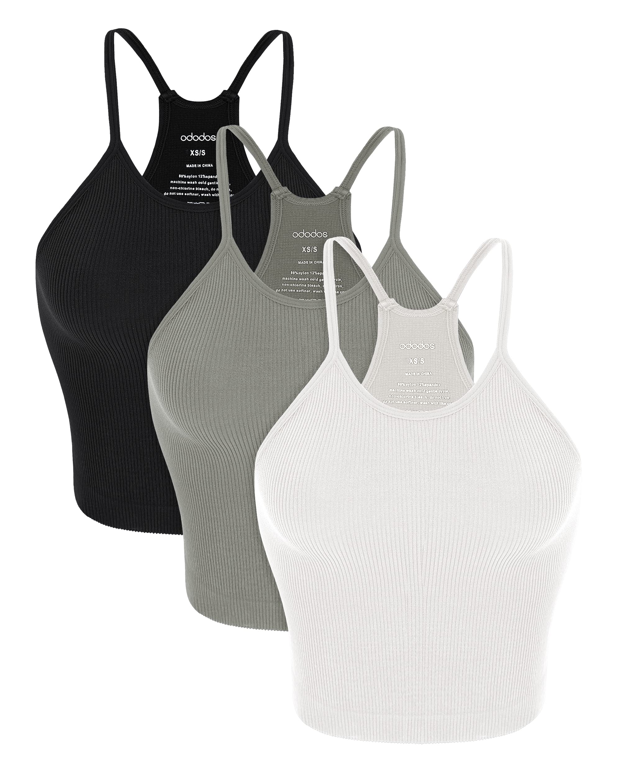 90 Degree By Reflex Women's 3-Pack Seamless Ribbed Tank Tops - Cropped Fitness & Casual Tanks