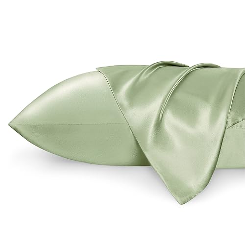 Bedsure Satin Pillowcase for Hair and Skin Queen Sage Green