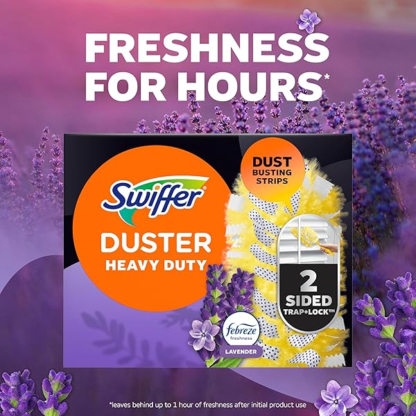 DUSTERS HEAVY DUTY MULTI-SURFACE DUSTER REFILLS FOR CLEANING, LAVENDER, 6 COUNT