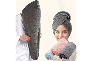 4PCS Ultra-Fine Fiber Hair Towel Soft Super-Absorbent Anti-Frizz Drying Cap Waffle Wrap for Bathroom Travel Gym Spa, Random
