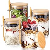 DWTS DANWEITESI Overnight Oats Containers with Lids,16oz Overnight Oats Jars 4 Pack, Oatmeal Cups,Glass Meal Prep Containers with Lids
