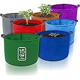 7 Pack 15 Gallon Plant Grow Bags - Mixed 7 Colors with Reinforced Handles & Aeration Design, Ideal for Tomato, Flowers & Fruits