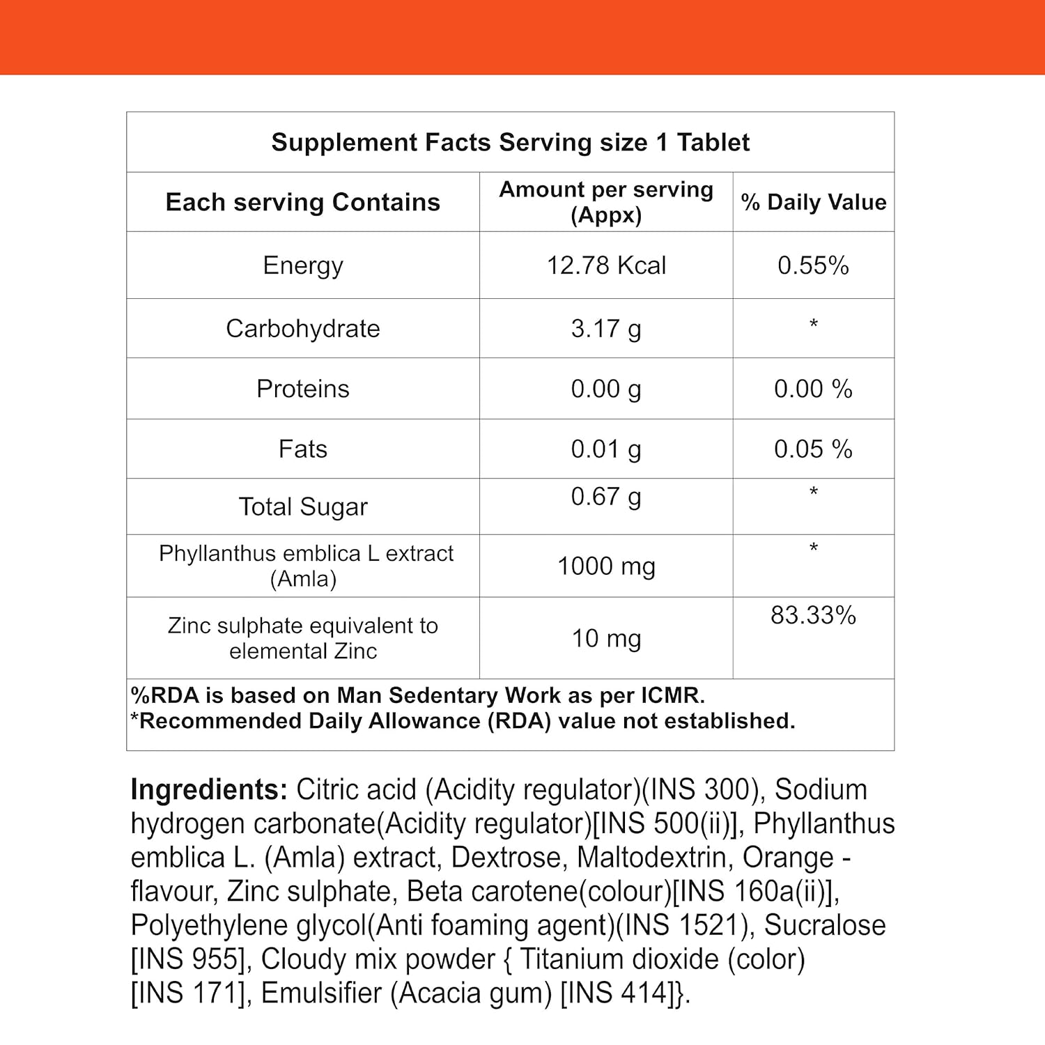Daily Nutra Natural Vitamin C 1000mg Zinc Supplement Made With Natural Amla Extract For Powerful Antioxidant And Immunity Orange Flavour 40 Effervescent Tablets Amazon In Health Personal Care