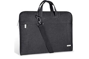Voova Laptop Bag 17 17.3 Inch Waterproof Laptop Sleeve Case with Shoulder Straps & Handle, Computer Case Cover Slim Briefcase Compatible with 17-18” Hp Dell Asus Acer, Black